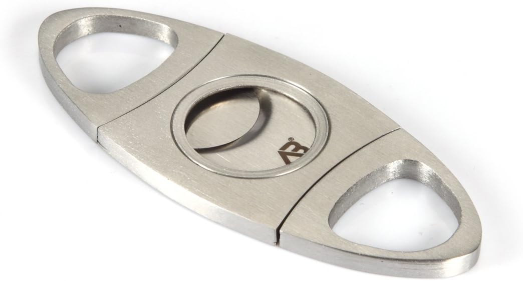 Alaska Bear® Cigar Cutter Stainless Steel Guillotine Double Cut Blade in Black Gift Pouch