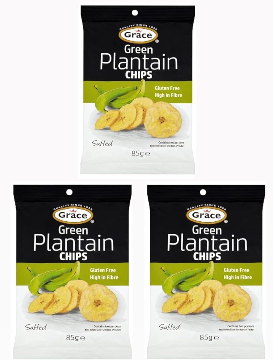 Grace Green Plantain Chips (Salted) 85g (Pack of 3)