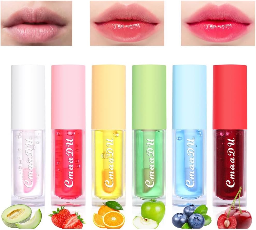 6Pcs Mini Color Changing Lip Balm Set - Hydrating Lip Glow Oil Set/Tinted Lipstick Fruit-Flavored Lip Gloss Sets/Moisturizing Lip Tint Lip Care Kit