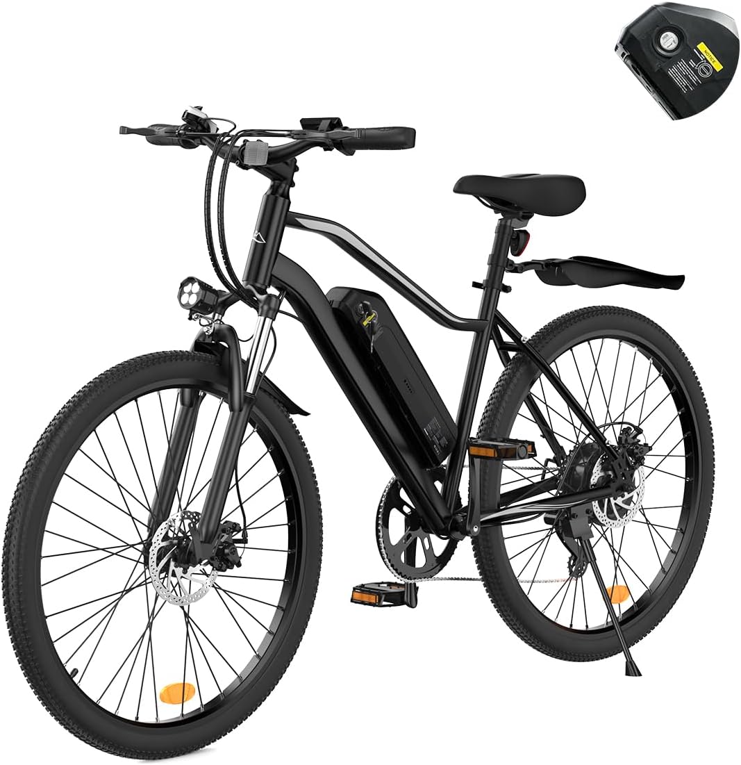 Electric Bike - 500W/750W Peak Motor Electric Bicycle, 20MPH, 55/60 Miles, Removable Battery, Shock Absorber, 5/7-Speed, 20''/26” Tire Electric Commuter Bicycle for Adults, Black/White/Silver