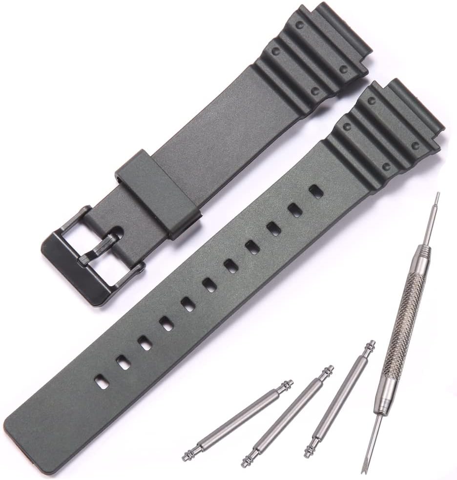 MCXGL Resin Strap Compatible with Casio MRW-200H Watch Band Men's Women's Replacement Black Rubber Wristwatch Bracelet
