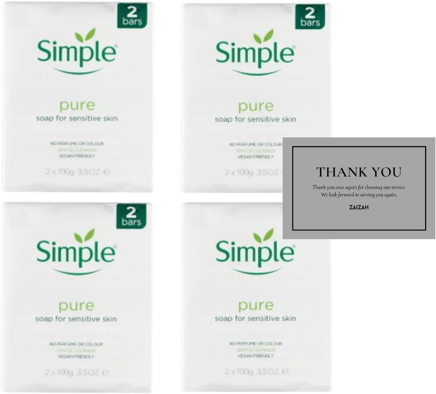 4 X Twin Packs Each Pack 2 Bars 100 GM, Pure & Gentle Soap Bar for sensitive - Natural Cleansing for Soft and Healthy Skin, Total (8-Bars)