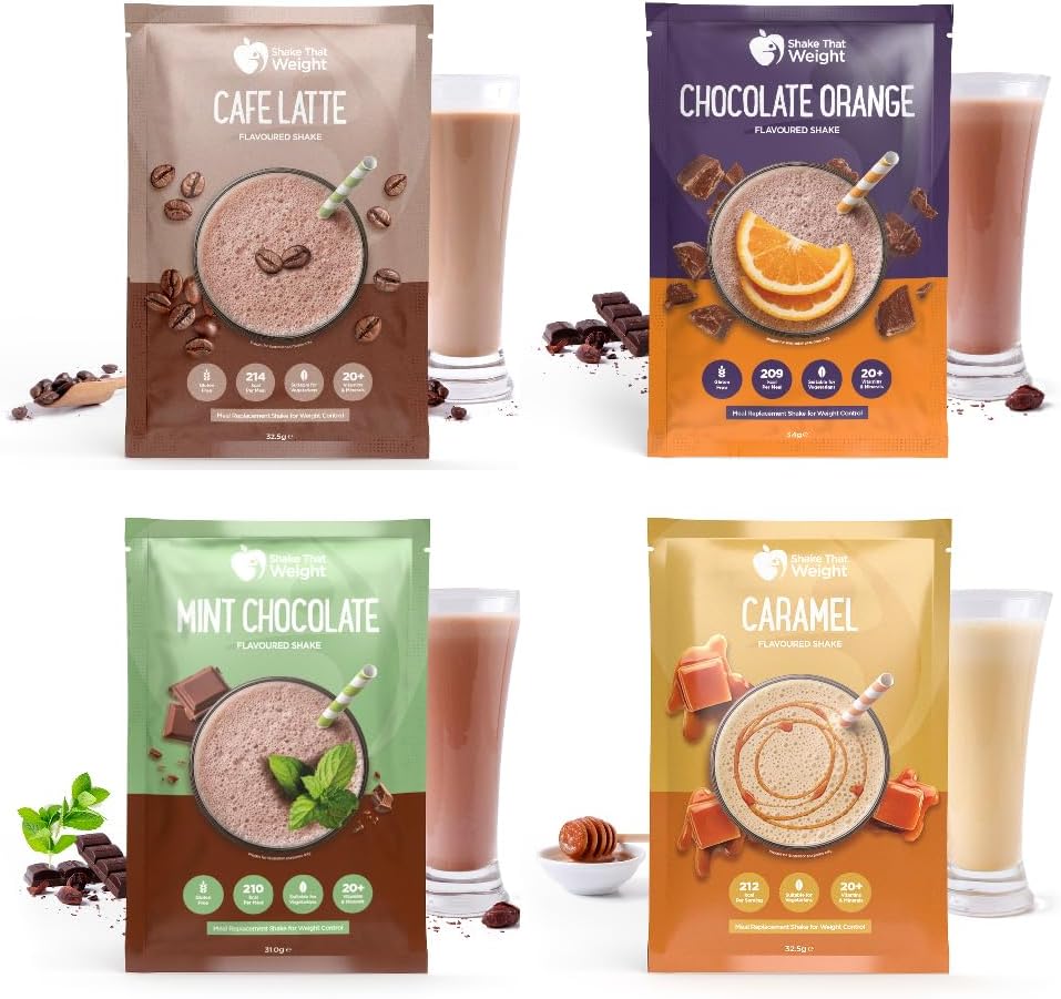21x Meal Replacement Shakes Bundle (Mint Chocolate, Cafe Latte, Caramel, Choc Orange)