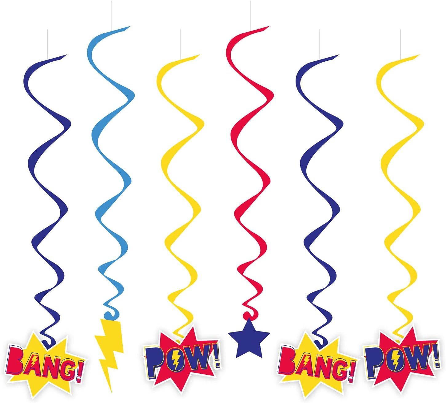Amscan 9909094 - Superhero Kids Birthday Party Hanging Swirls Decorations - 6 Pack