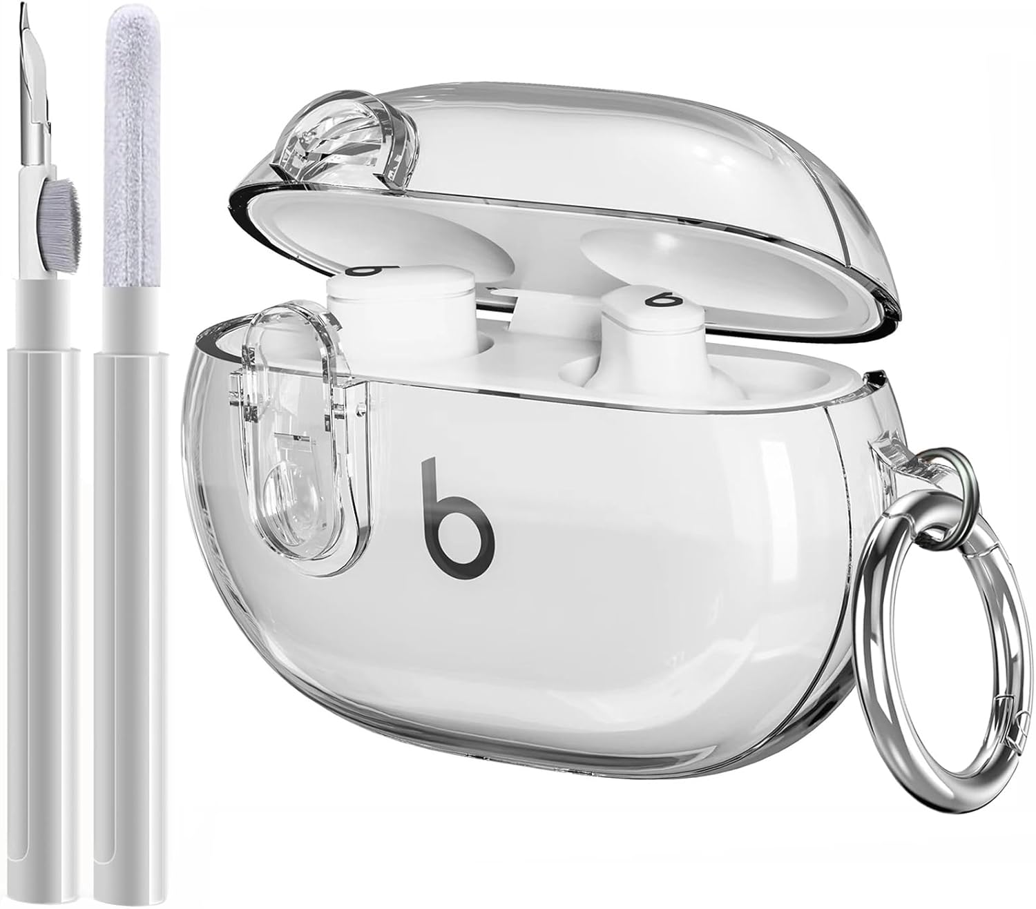 Beats Studio Buds/Studio Buds Plus Case Cover Clear 2021/2023 Men Lock Clip with Cleaner Kit, GARTOO Protective Case for Women Girls Kids Clear