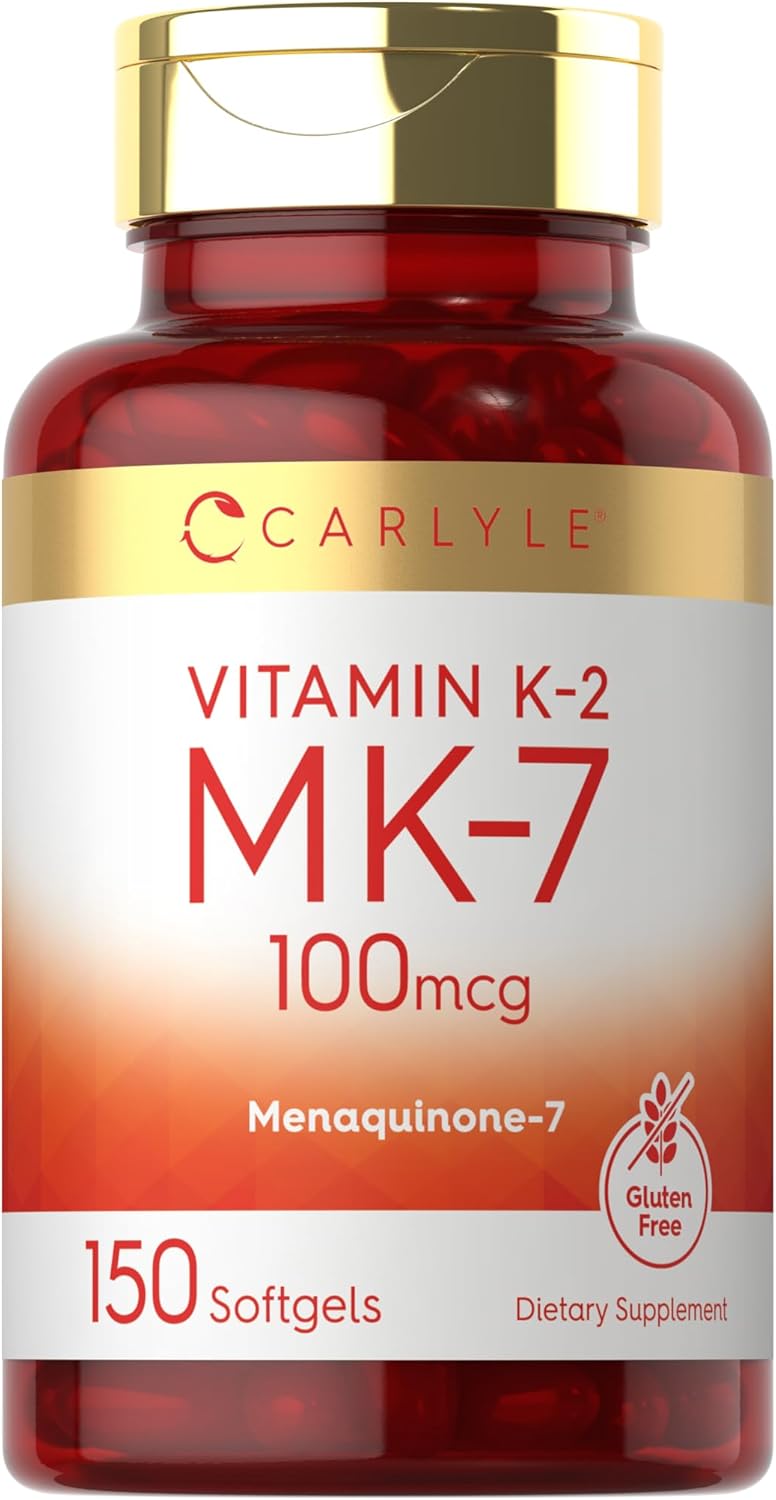 Carlyle Vitamin K2 MK7 100 mcg | 150 Softgels | Non-GMO, Gluten Free Supplement
