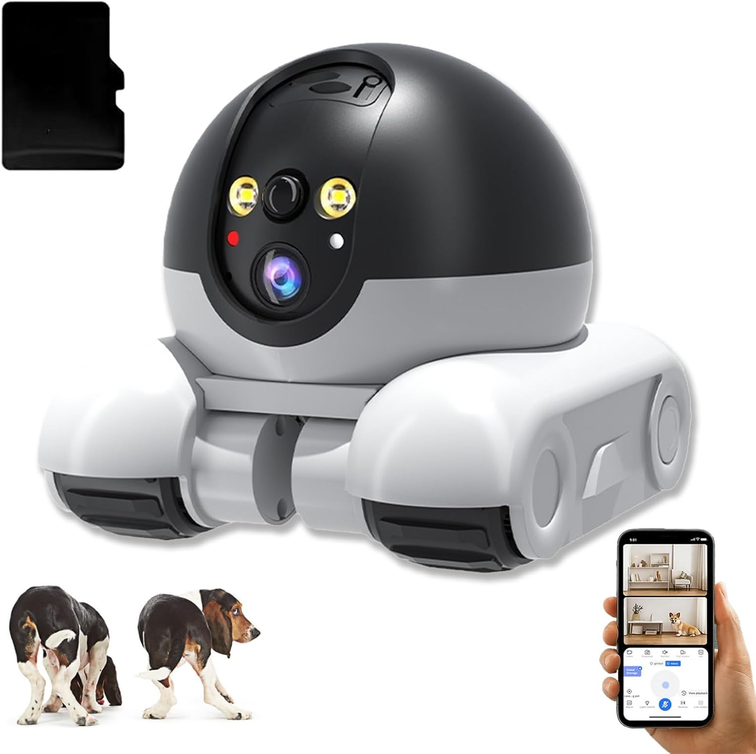 Blinky Bot Camera,Robot Camera,360° View,1080P,With 32/64/128G Memory Card,With 2-Way Talk Audio,App Control and Night Vision,for Family (4G Style,128g Memory Card)