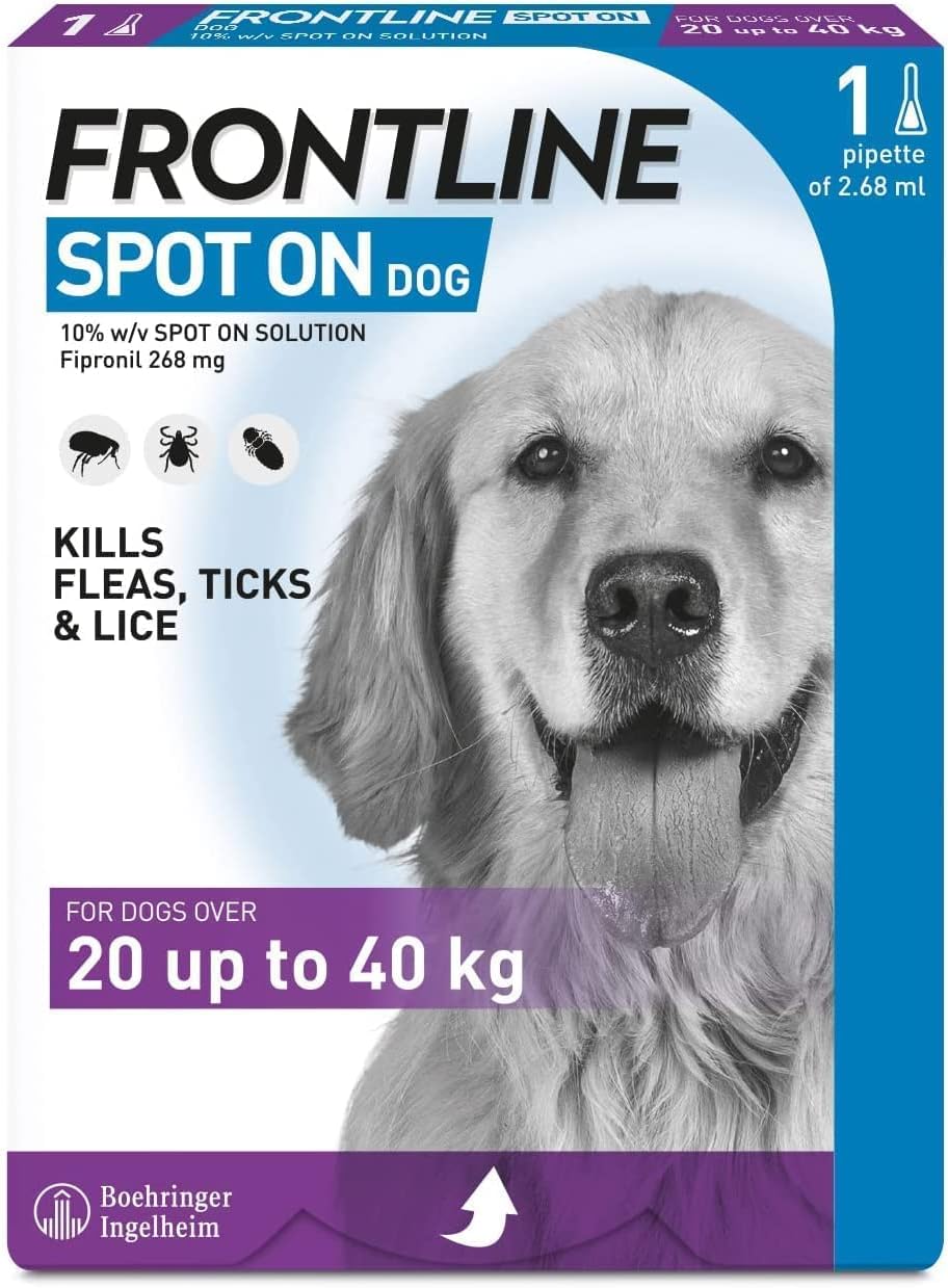 Frontline Spot On Flea Treatment For Dogs 20-40kg, 1 pipettes Flea And Tick Treatment For Dogs, Frontline Flea Treatment For Dogs, Frontline Spot On For Dogs, Frontline For Dogs