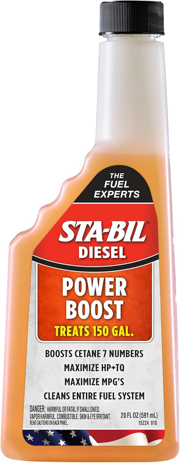 STA-BIL Diesel Power Boost - From The Fuel Experts - Boosts Cetane Up To 7 Numbers - Cleans The Entire Fuel System - Treats 150 Gallons, 20 fl. oz. (15224)