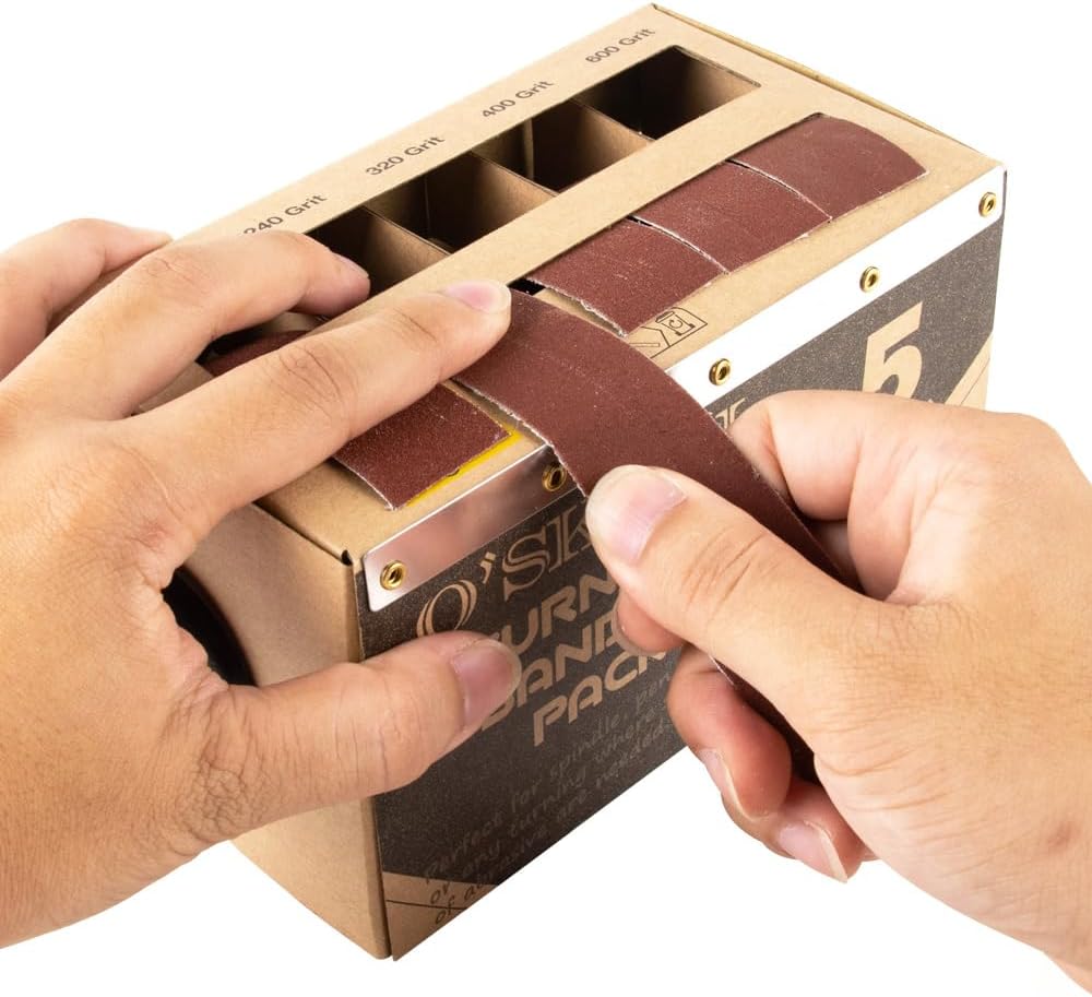 O'SKOOL Sandpaper Abrasive Strip Kit Pack with Dispenser-Emery Cloth Roll for Woodworkers, Metalworkers, Furniture Repair, and Automotive Body Work | 5 Grits (150, 240, 320, 400, 600)