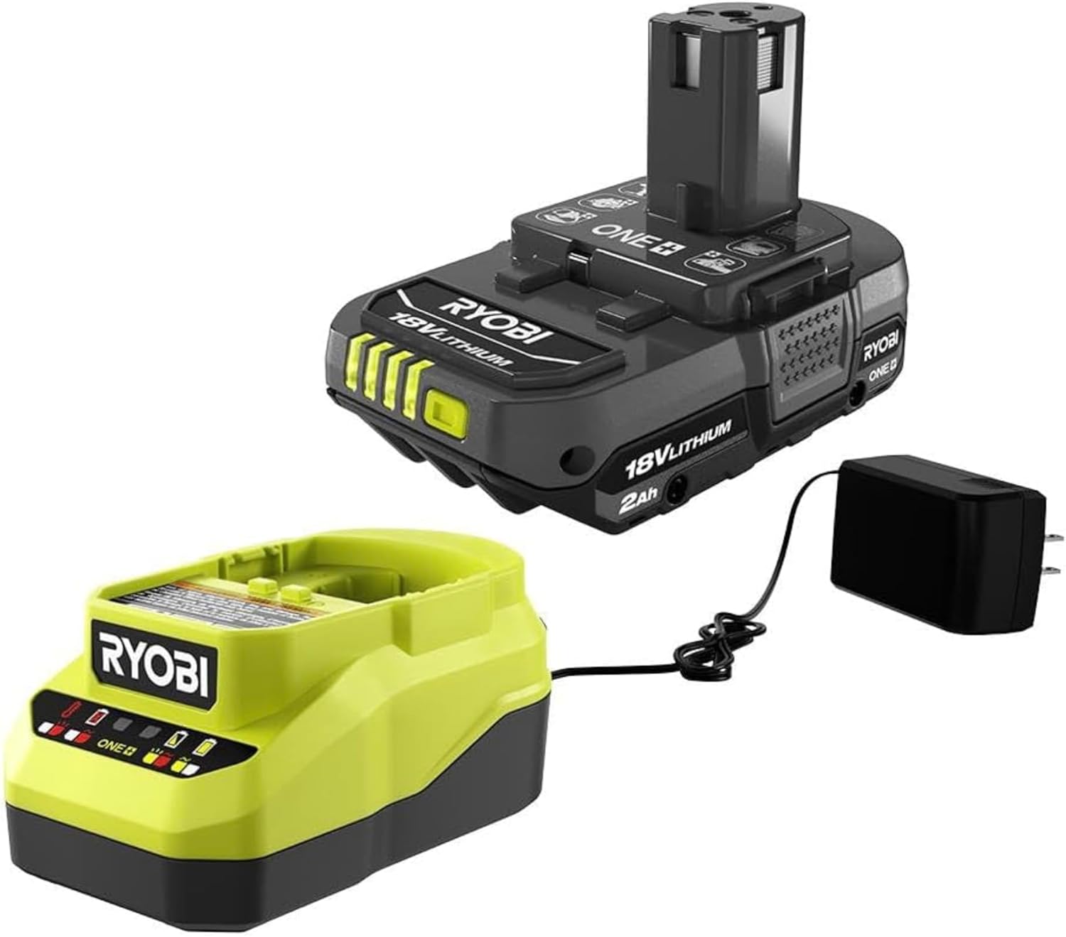 Ryobi One+ 18v Lithium Ion 2.0ah Battery and Charger Kit, Extreme Weather Performance Fast Charging Under 1 hour