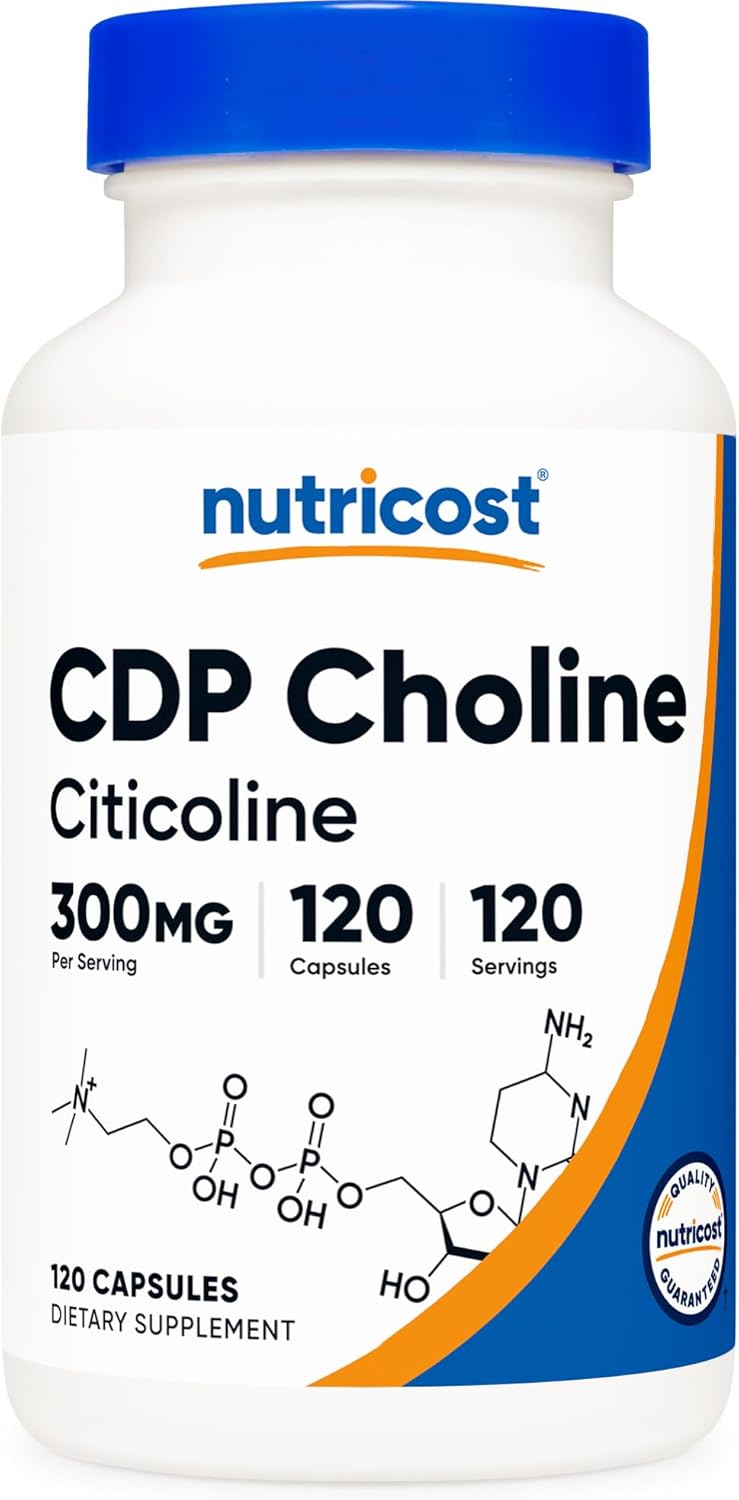 Nutricost CDP Choline (Citicoline) 300mg, 120 Veggie Capsules - Non-GMO, Vegan Friendly, Gluten Free