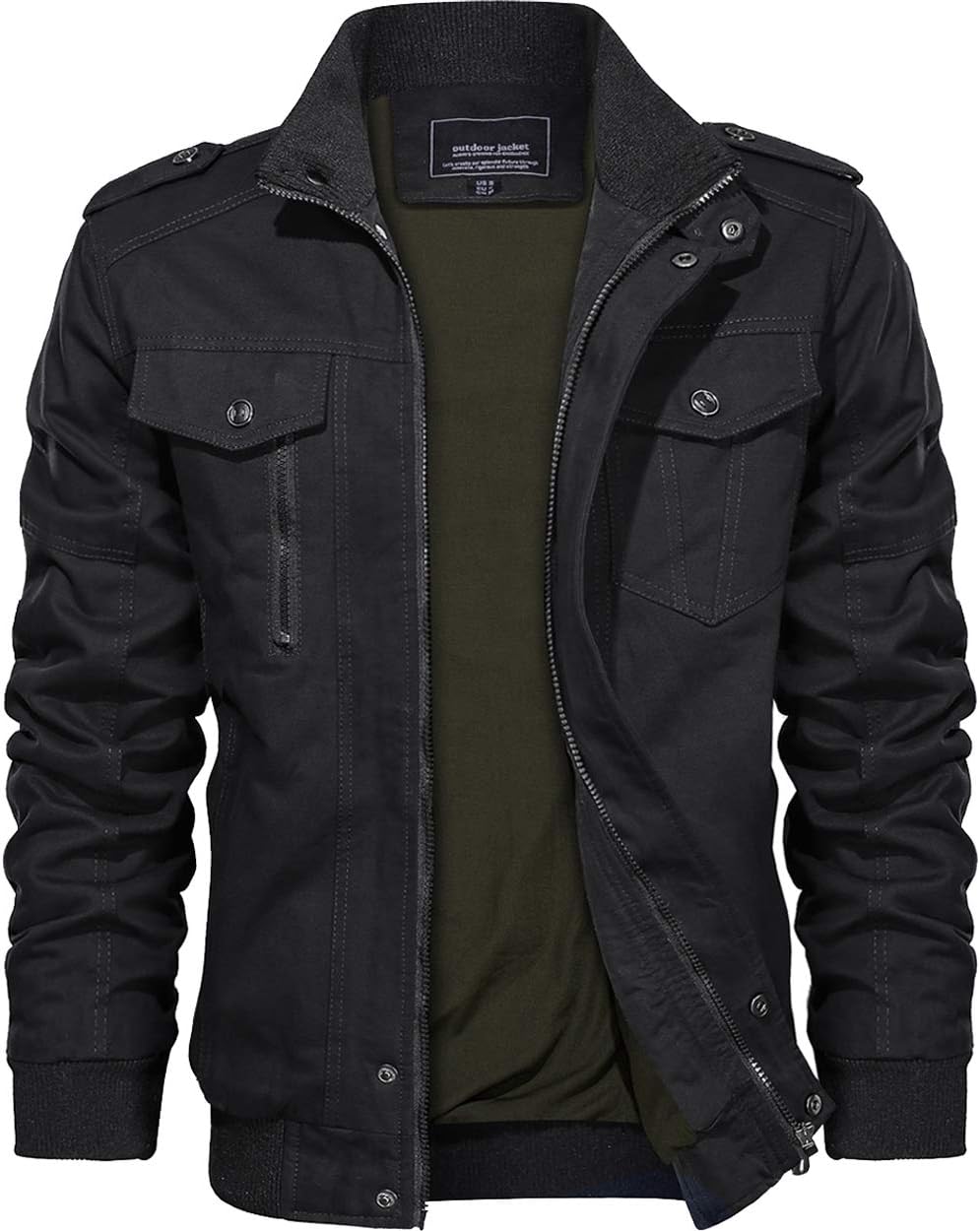 KEFITEVD Cargo Jacket Men Bomber Military Coat Casual Cotton Smart Mens Jacket