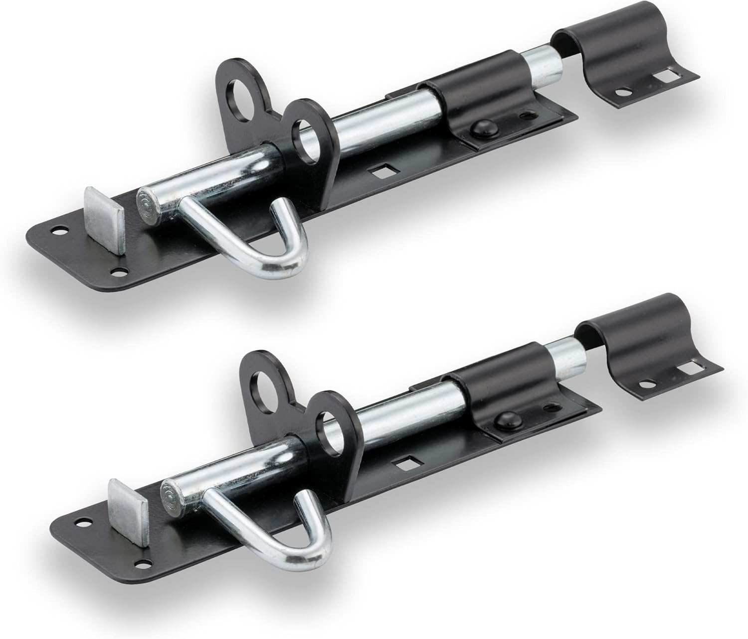 XFORT® 2 Pack Brenton Strong Sliding Lockable Padbolt 100mm (4") Ideal for use with Shed Doors, Gates and Outhouse Doors (100mm, Black)