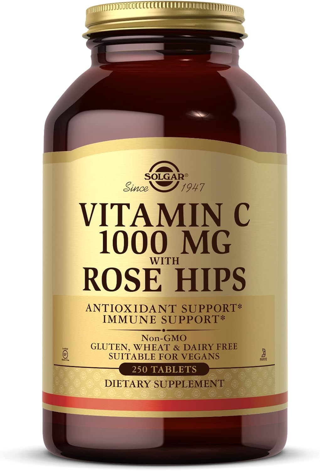 Solgar Vitamin C 1000 mg with Rose Hips Tablets - Pack of 250 - Supports Immunity - For Tiredness and Fatigue - Collagen Formation Support - Vegan