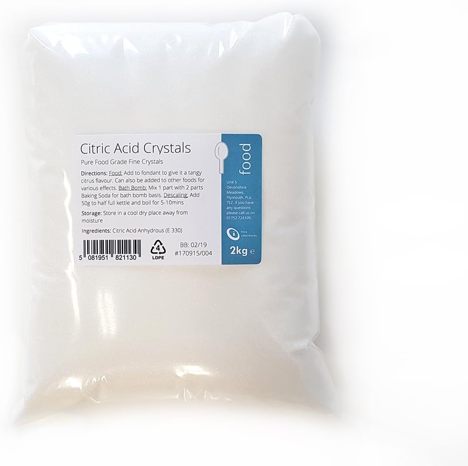 Citric Acid 2kg - 100% Pure Food Grade Fine Crystals
