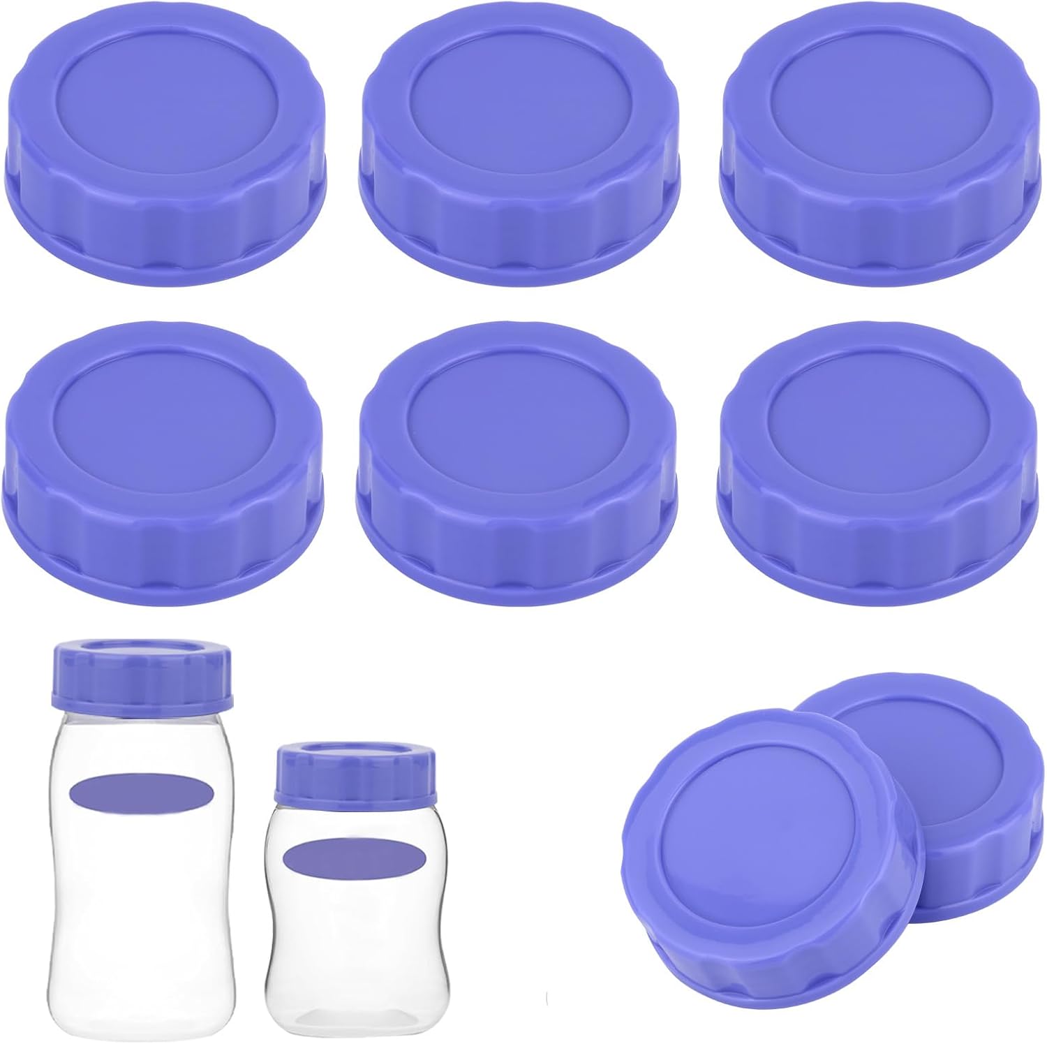 6pcs Baby Bottle Caps Compatible with Pigeon & Lansinoh Bottles, Travel and Storage Bottle Lids Replacement (Purple)