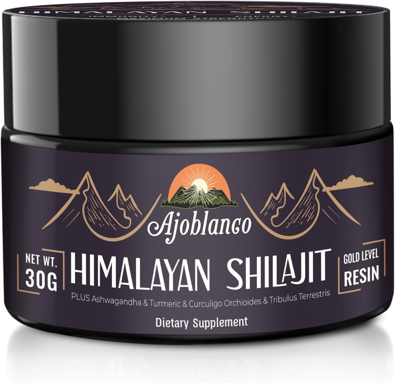 Ajoblanco 600mg Shilajit Pure Himalayan Organic Shilajit Resin - Himalayan Shilajit Resin with Organic Ayurvedic Blend in High Potency for Energy, Strength & Immunity, 30 Grams