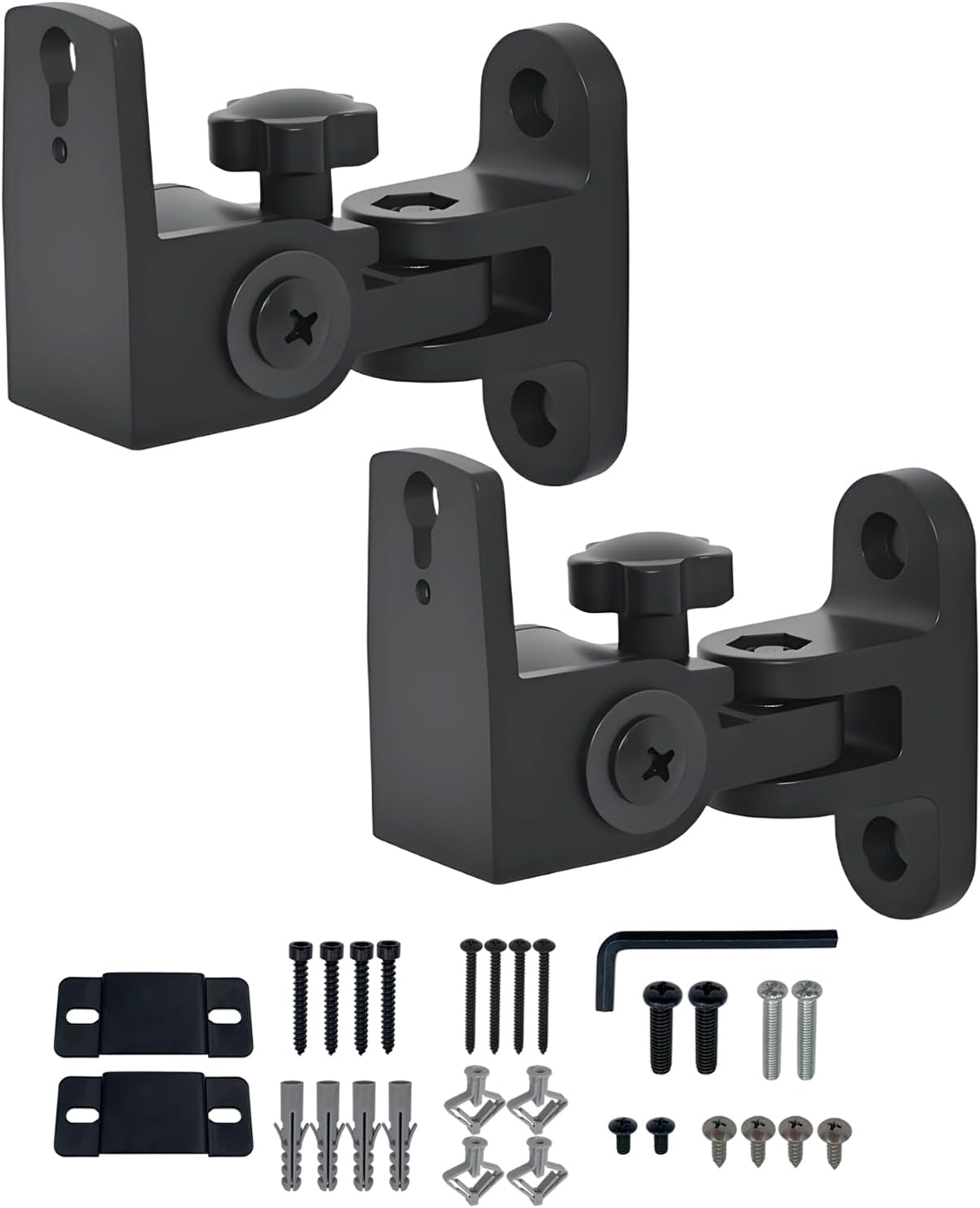 BS-218pro Universal Speaker Wall Mount for Small Speakers ,Vertical 120°, Horizontal 180°Adjustment,Hold up to 30lbs,Compatible with Bose, JBL, KEF, Klipsch, Sony & Others(2 Packs Black)