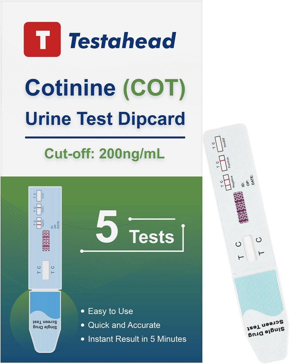 Home Urine Test kit 5-Pack, Rapid Test with Easy-to-Read Result Sheet for Home and Workplace use (Nicotine Test Strips for Urine)