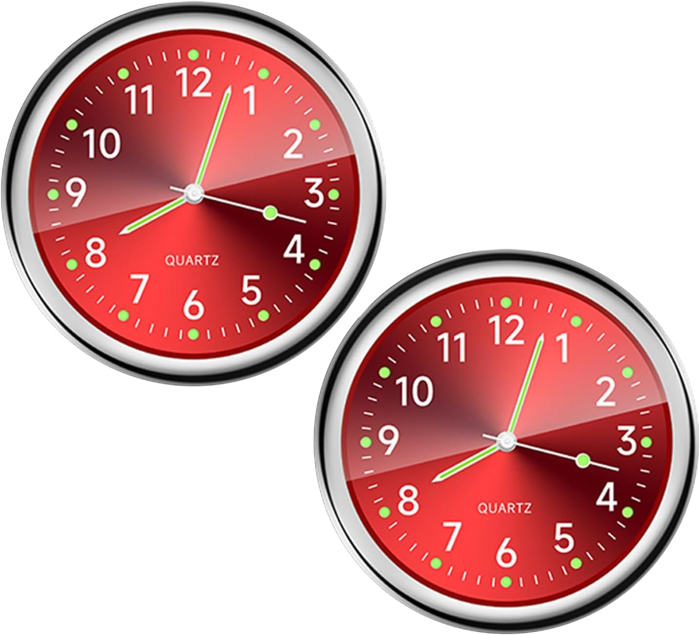2 Pieces Of Red Car Clock, Digital Electronic Watch, Air Outlet Decoration, Car Interior Supplies.