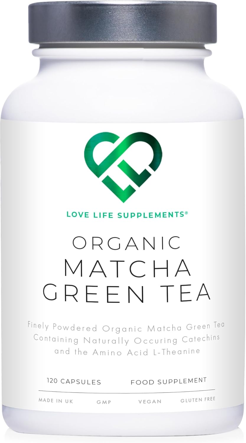 Organic Matcha Green Tea Capsules, 2 Month Supply - 120 Capsules, 1000mg with 50mg ECGC per Serving (Lab Tested), Powerful Anti-Oxidant, No Fillers, Pure Matcha Powder - Love Life Supplements