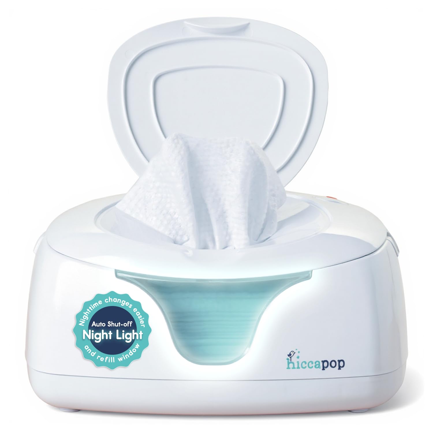 Hiccapop Baby Wipe Warmer and Baby Wet Wipes Dispenser | Baby Wipes Warmer for Babies | Diaper Wipe Warmer with Changing Light, White