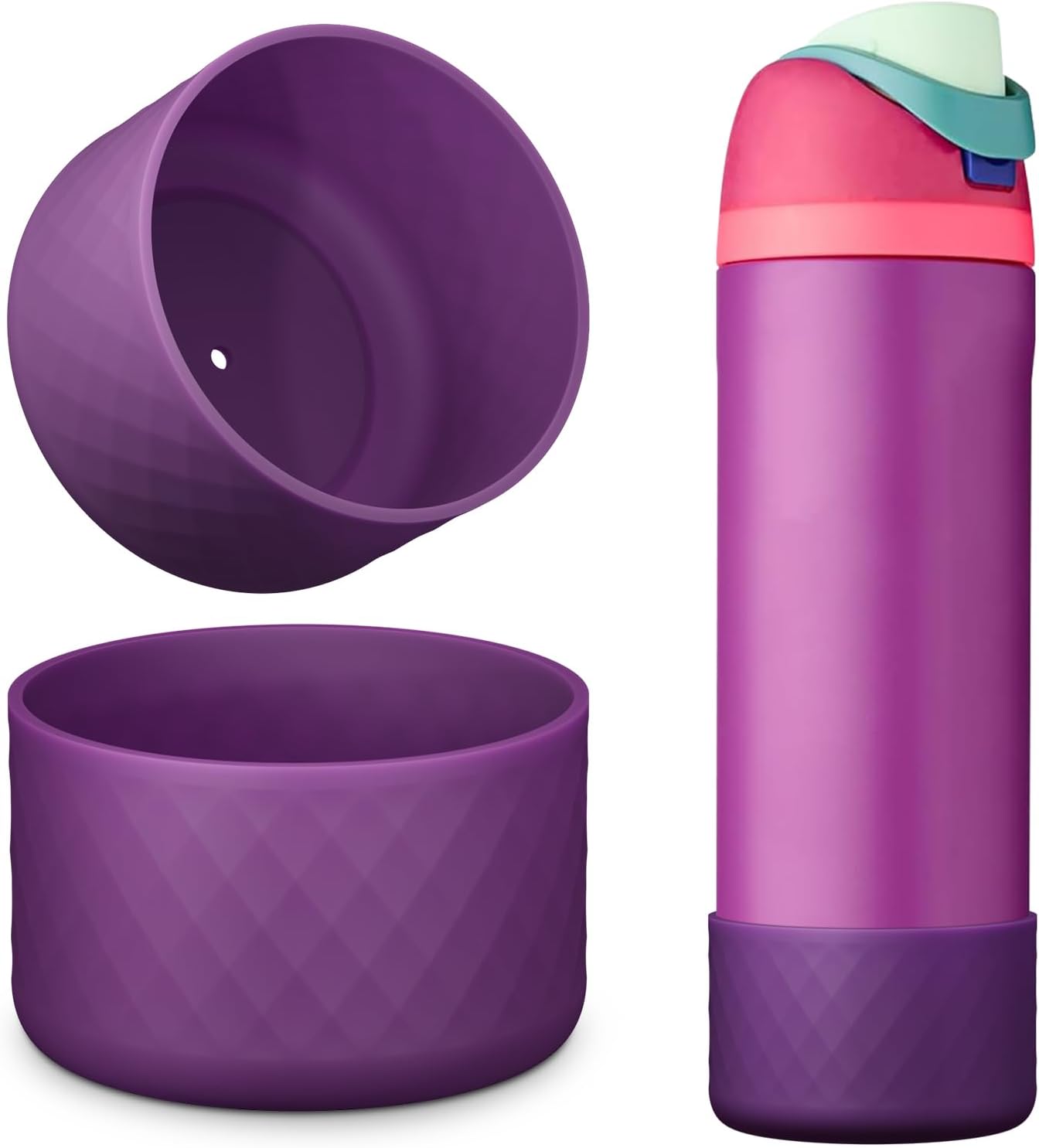 Silicone Boot for Owala Water Bottle, 2PCS Anti-Slip Protective Sleeve for FreeSip/Twist/Flip Water Bottles, BPA Free, Dishwasher Safe, Bottom Bumper Cover Cup Accessories