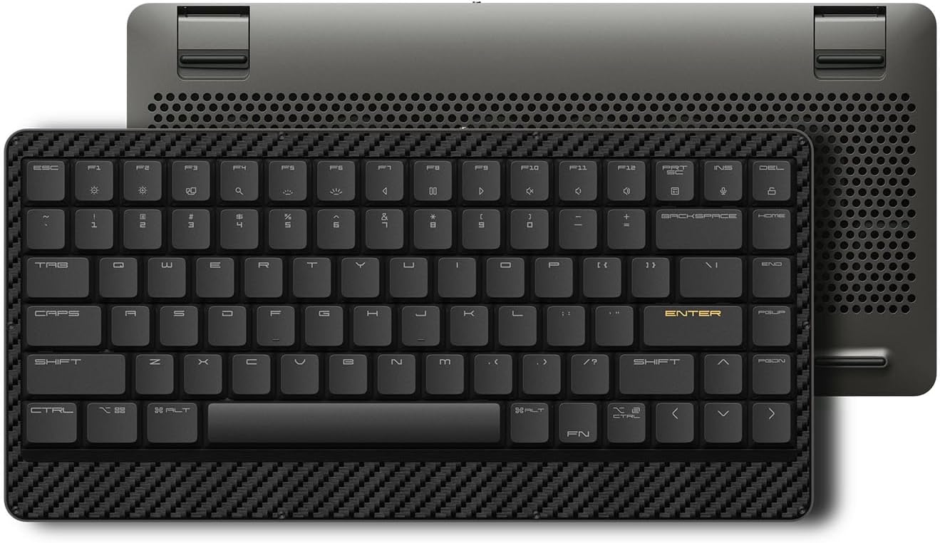 LOFREE Edge Low Profile Mechanical Keyboard, 75% Rechargeable Bluetooth and Wired Connection for Window, Mac OS/POM Switches 2.0, Carbon Fiber Top Case, Mg Alloy Bottom Case (Volcano Grey) US Layout