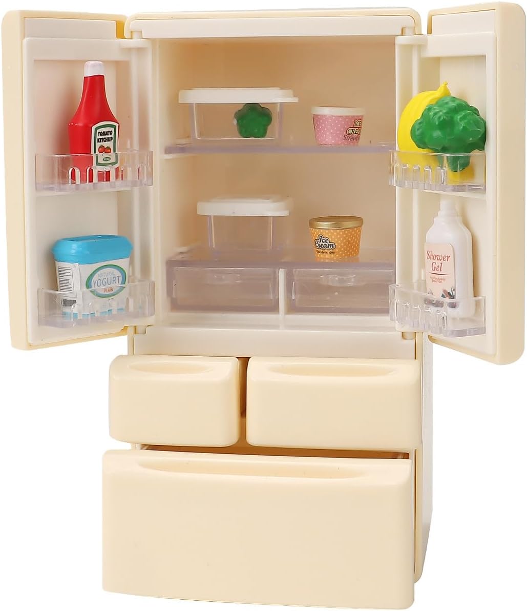 Dollhouse Furniture icebox for Kids Toys Miniature Doll House Accessories Pretend Play Toys for Boys Girls & Toddlers Age 3+