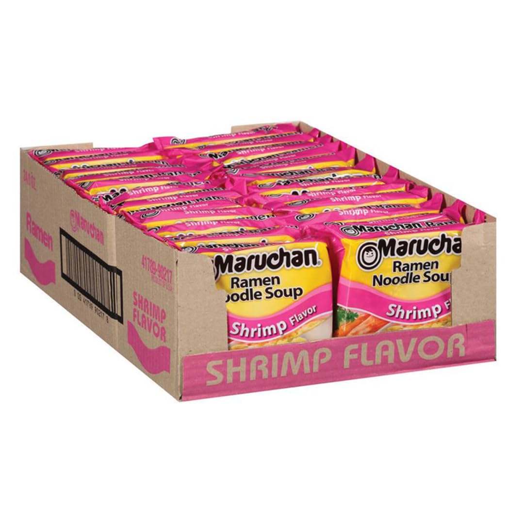 Maruchan Ramen Shrimp, Instant Ramen Noodles, Ready to Eat Meals, 3 Oz, 24 Count
