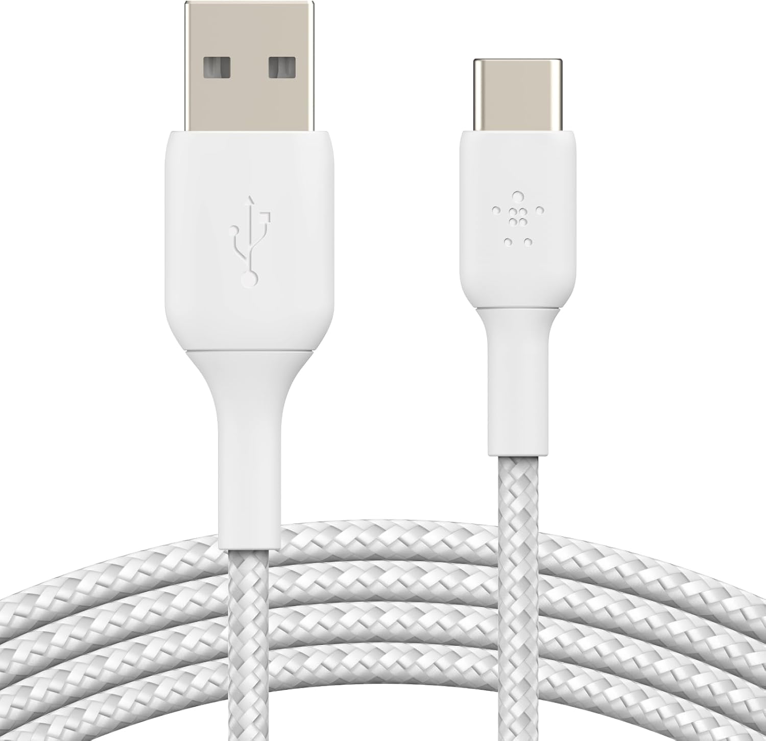 Belkin USB A to USB C Cable, 3.3ft, 15W - Type C Charger, iPhone Charger Cord, Soft, Braided, Flexible for iPhone 16 & 15, Galaxy S25, Pixel 9, iPad Pro, Airpods Pro, Switch & More - White