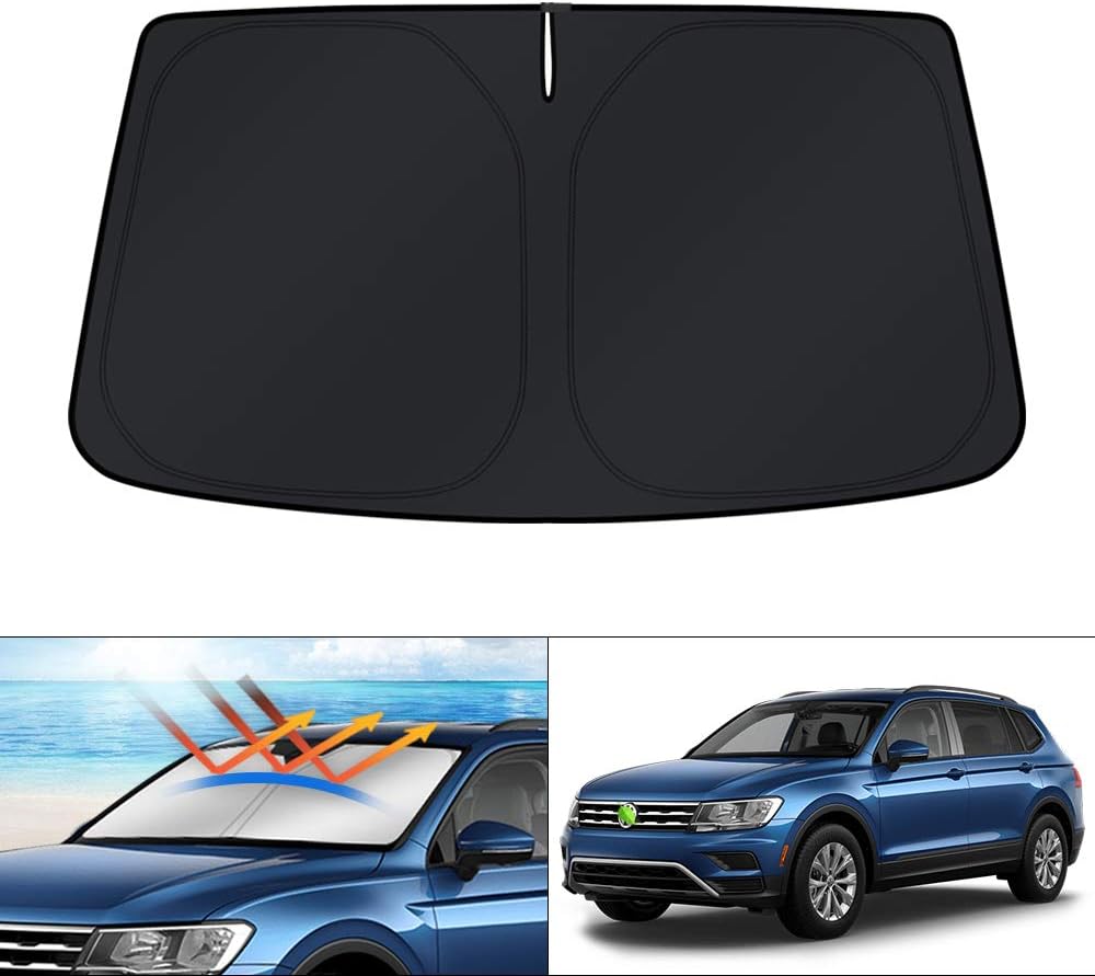 KUST Windshield Sun Shade for Volkswagen VW Tiguan 2018-2024 2025 Window Shade Foldable Sun Visor Protector Blocks UV Rays Keep Your Car Cooler