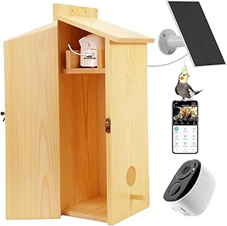 Bird House with Camera - Smart Bird Nest with 1080P HD Full Color Night Vision Bird Cam, 2.4G WiFi & App Notify Solar Powered with Nest Auto Capture Photo & Video, Ideal Gift for Family
