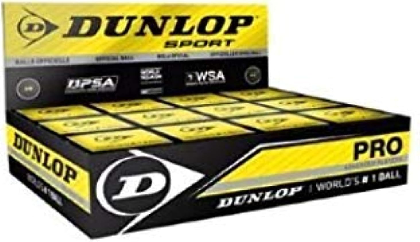 Racketworld Dunlop Pro Squash Ball - 1 Dozen Double Yellow Dot