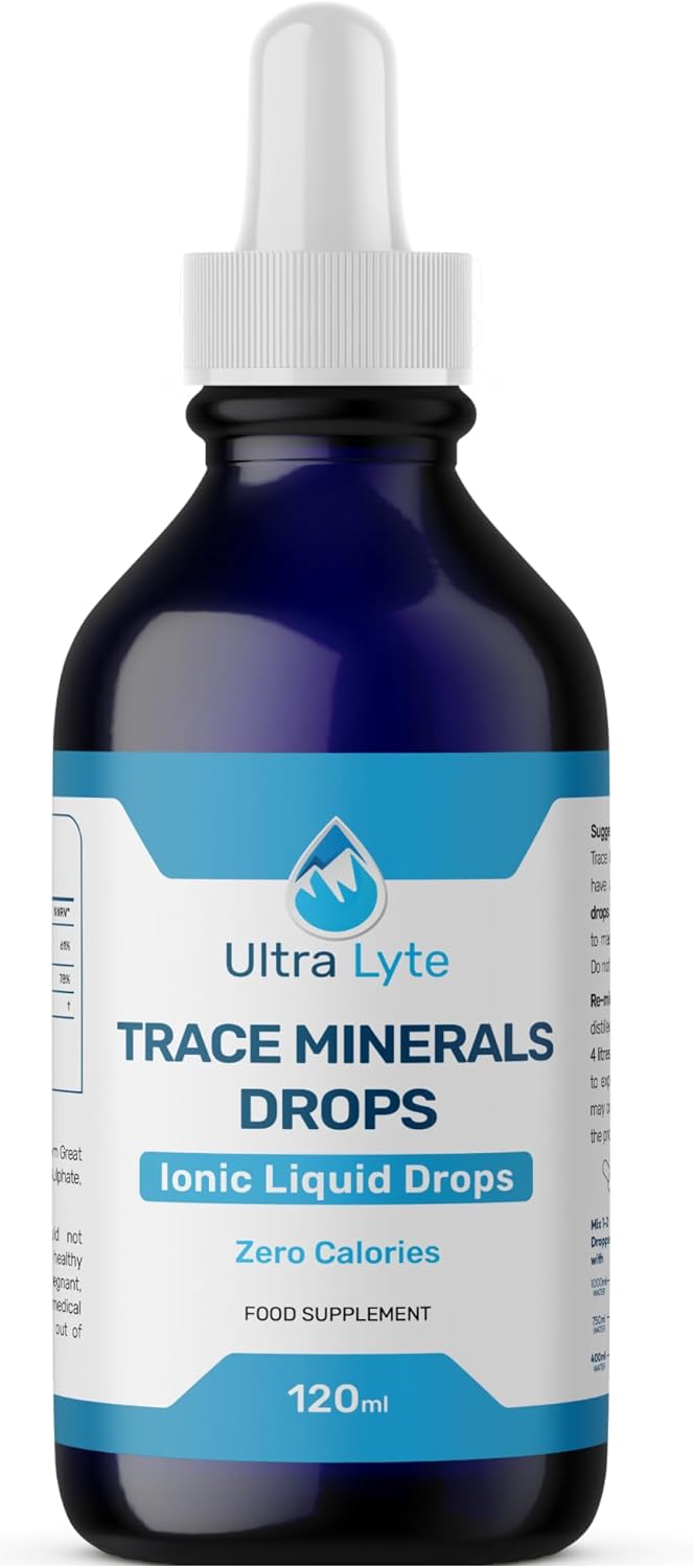 Ultra Lyte Trace Mineral Drops – 118ml All Natural Complete Mineral Complex Food Supplement – 48 Days Supply –Electrolyte Balance Formula – Energy and Mood Support