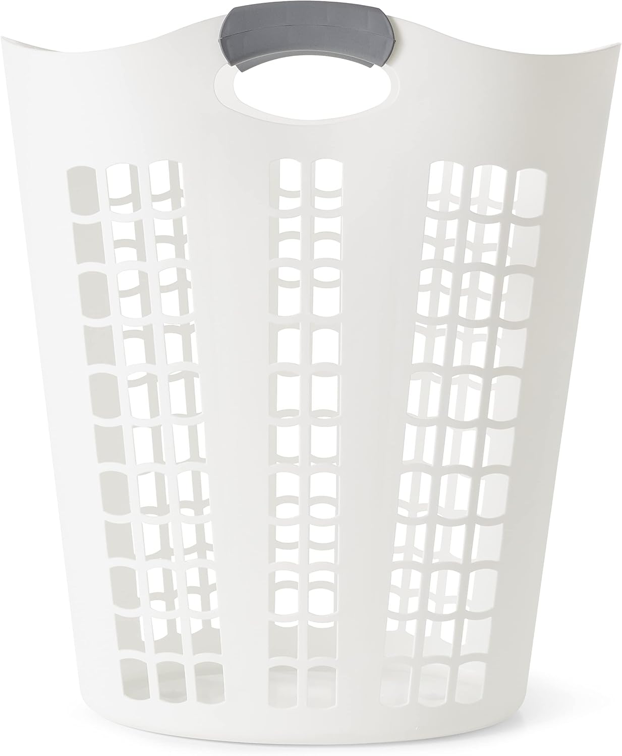 Gracious Living Easy Carry Flex Hamper, Large 87.5 Liter Lightweight Plastic Ventilated Laundry Basket Clothes Bin with Handles, White