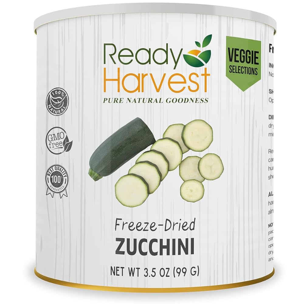 Ready Harvest Freeze-Dried Zucchini – Canned Zucchini Alternative to Fresh Vegetables – Emergency Food Supply #10 Can – 25-Year Shelf Life – 3.5 oz