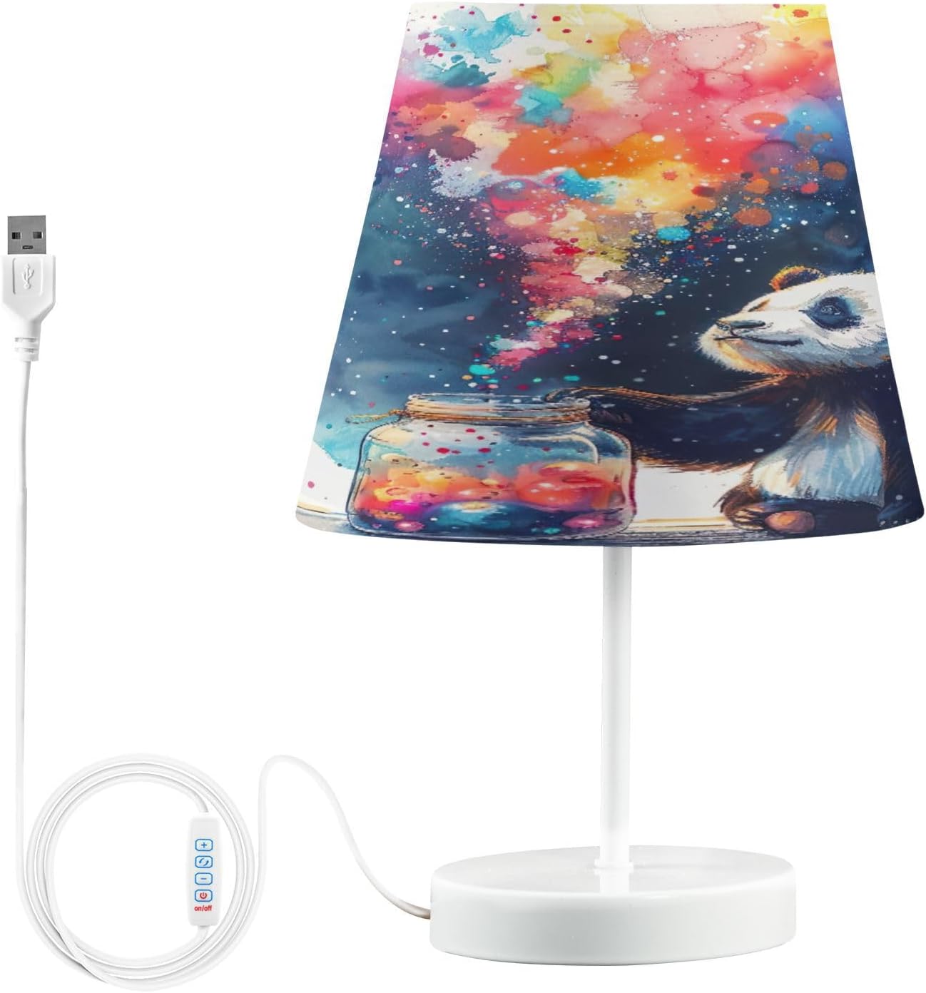 Waassud Panda Beside Table Lamp for Bedroom Desk Lamp 3 Color Temperatures with USB LED Nightstands Lamps for Living Room Office Large
