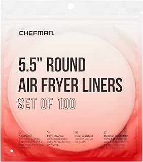 Chefman Disposable Air Fryer Liners, Heat-Resistant Parchment Paper For Baskets, 100 Pack, 5.5” Round