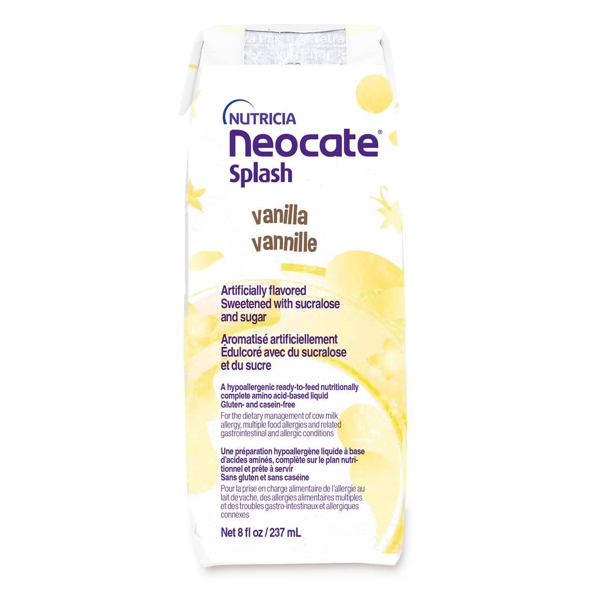 Nutricia Neocate Splash - Ready-to-Feed Hypoallergenic, Amino Acid-Based Toddler and Junior Formula - Vanilla - 8 fl oz (Case of 27)