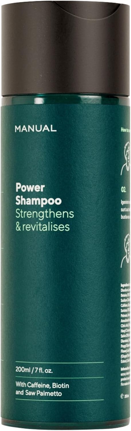 Biotin, Saw Palmetto & Caffeine Hair Growth Manual Shampoo for Men (200ml) – Natural Formula to Stimulate & Revive Follicles – Use Daily to Support & Maximise Regrowth & Hair Health