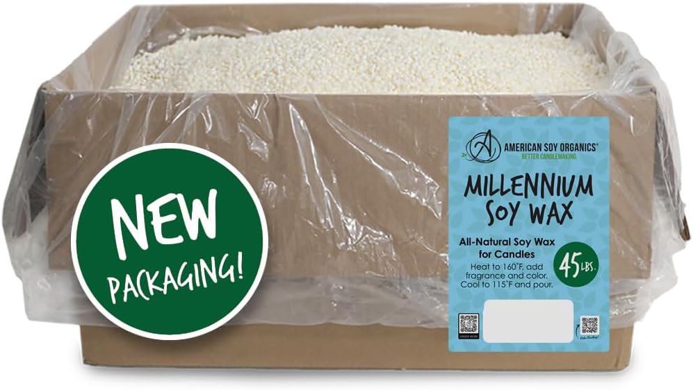 American Soy Organics Millennium Wax - 45 lb Bag of Natural Soy Wax for Candle Making