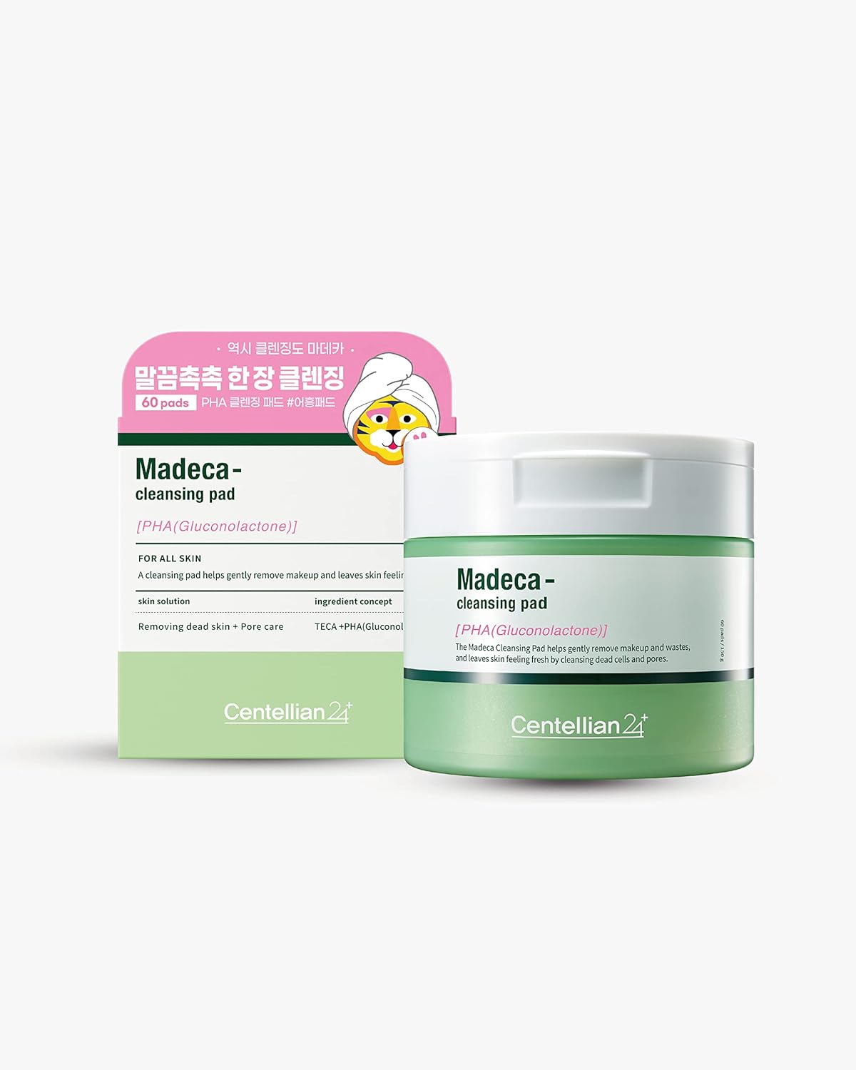 Centellian 24 Cleansing Pad (60 counts) - Water Proof Makeup Remover Cleansing Face Wipes by Dongkook. Korean Gentle, Exfoliating Daily Cleanser for Sensitive Skin.