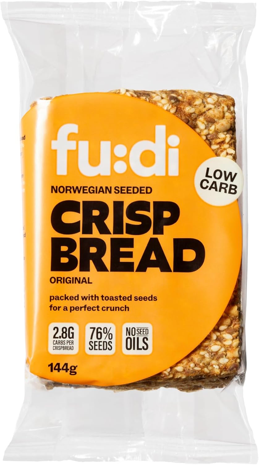 fu:di Norwegian Seeded Crispbread – Keto Crackers Made With 76% Seeds – Low Carb, High Fibre, Source of Protein, No Added Sugar, No Seed Oils – Pumpkin, Sunflower & Sesame Seed Biscuits (144g)