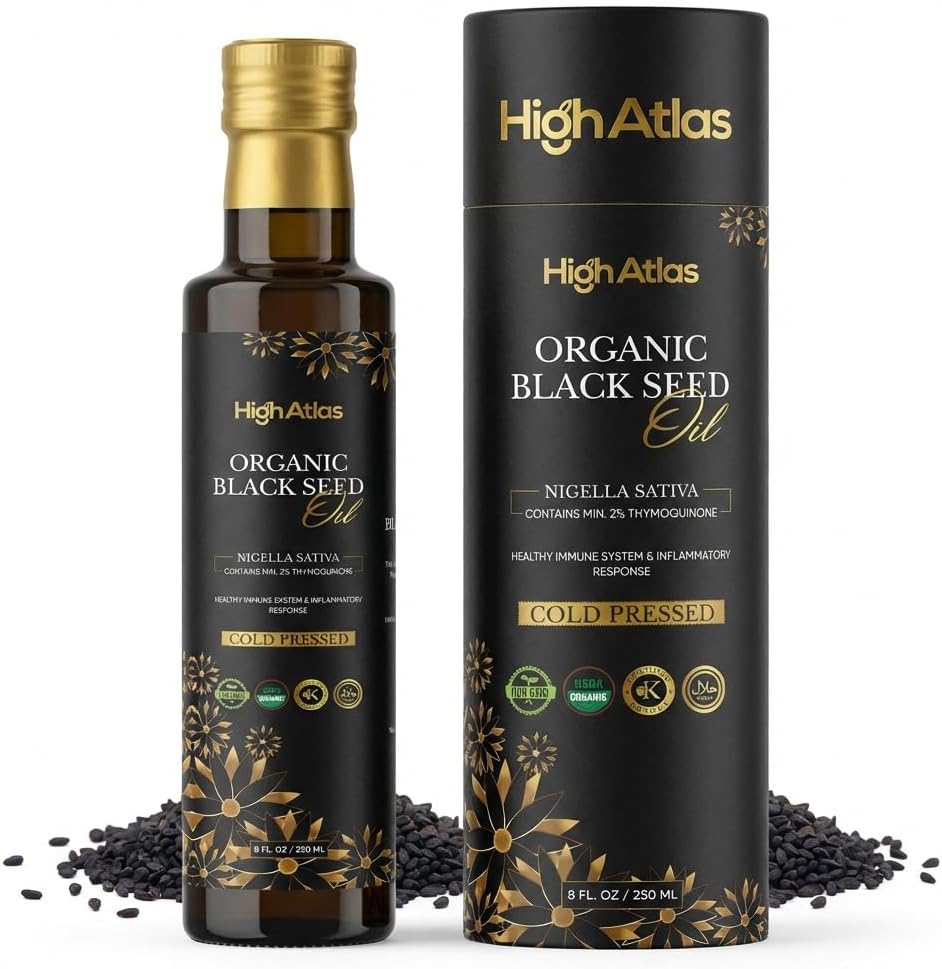 Black Seed Oil, 250ML Cold Pressed Organic, Nigella Sativa Black Cumin Seed Oil with High Thymoquinone, Omega Rich for Hair, Skin, Joints, Immunity – Non GMO, Vegan, Kalonji Oil