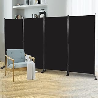 Room Divider 6FT Folding Privacy Screens, 4 Panel Partition Room Dividers w/Freestanding Design, Portable Wall Divider for Room Separtation, Fabric Screen Panel for Home Office Bedroom Dorm
