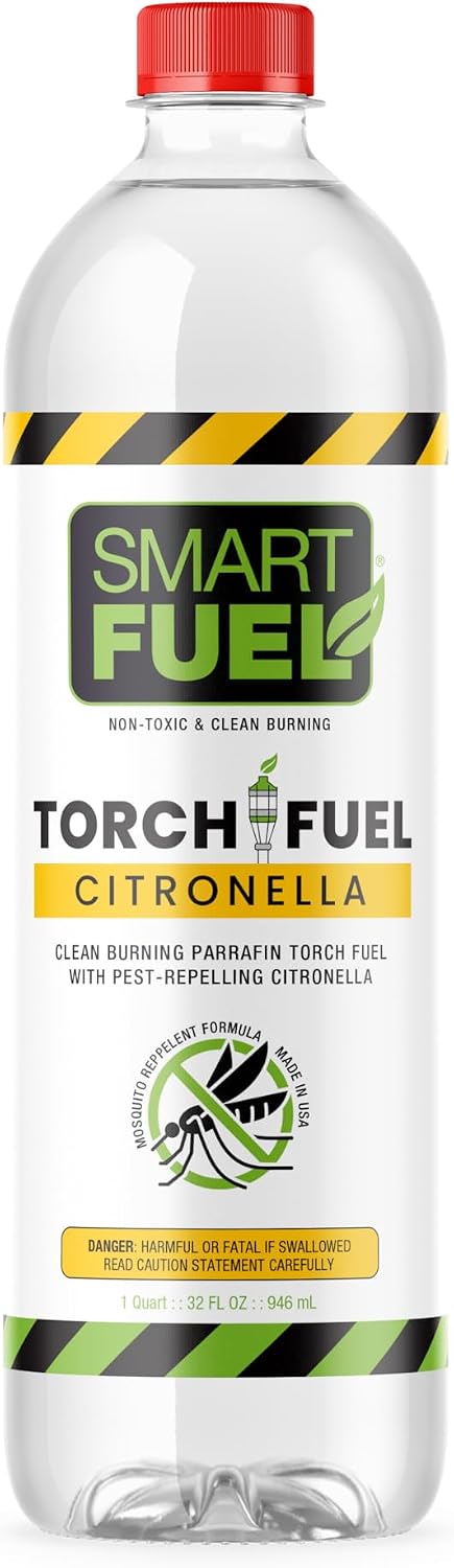 Smart Fuel Citronella Torch Fuel - Clean Burning, Biodegradable Formula with Extended Burn Time, Ideal for Oil Lamp, Tiki Torches for Outside Gatherings – 1 Quart, Pack of 1