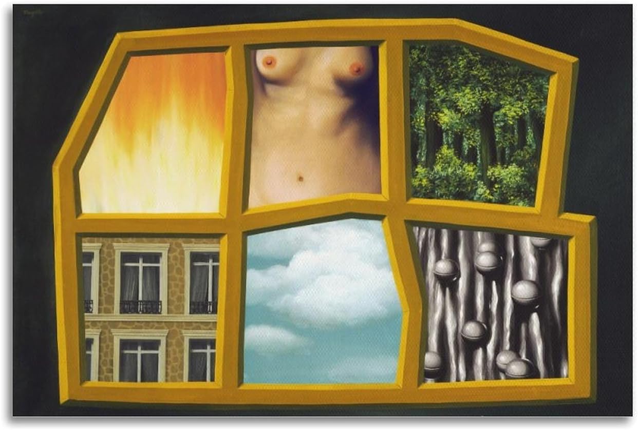YMXSDIMDS The Six Elements by Rene Magritte Painting Poster Art Print Wall Photo Paint Hanging Picture Family Bedroom Decor 16x24inch(40x60cm)