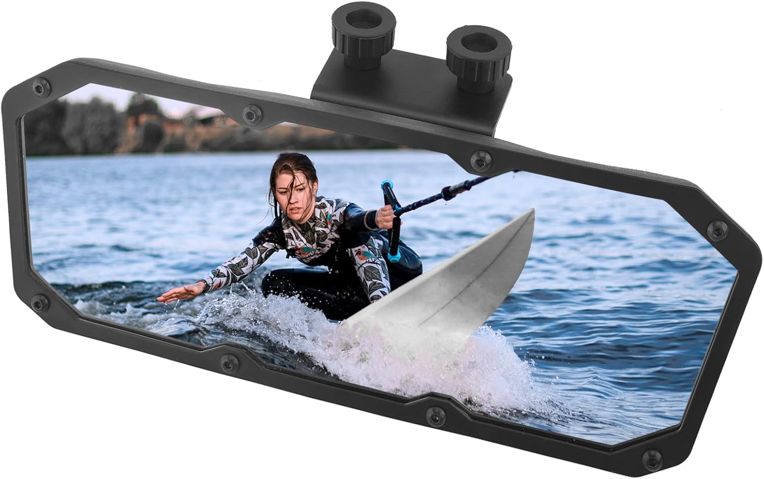 Funnywhale Boat Mirror，4"x11" Marine Mirror for Ski Boats Pontoon Boat Water Sport Wakeboarding Surfing with 0.4"-1.15" Windshield Frames